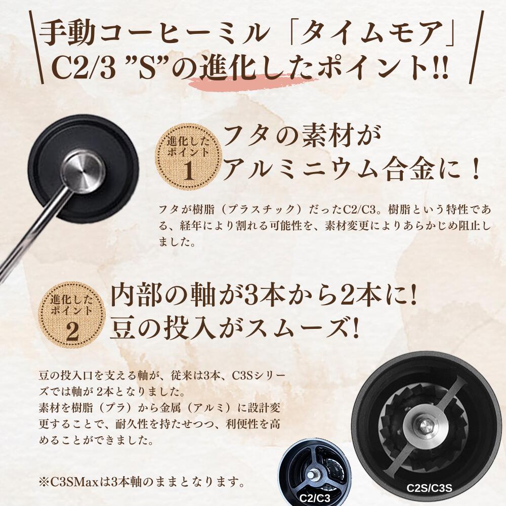タイムモアC2コーヒーミル手動手入れ簡単掃除ブラシセットTIMEMOREステンレス刃豆挽き容量20g日本語取説国内正規1年保証極細挽き粗挽きグラインダーギフトボックス持ち運び携帯ケース