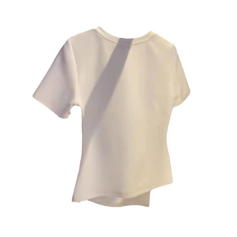 レディース Tシャツ 半袖 無地 スリム 夏 きれいめ 通勤 春夏 膝丈 ラウンドネック シンプル シャツ 切り替えデザイン ポリエステル 夏服