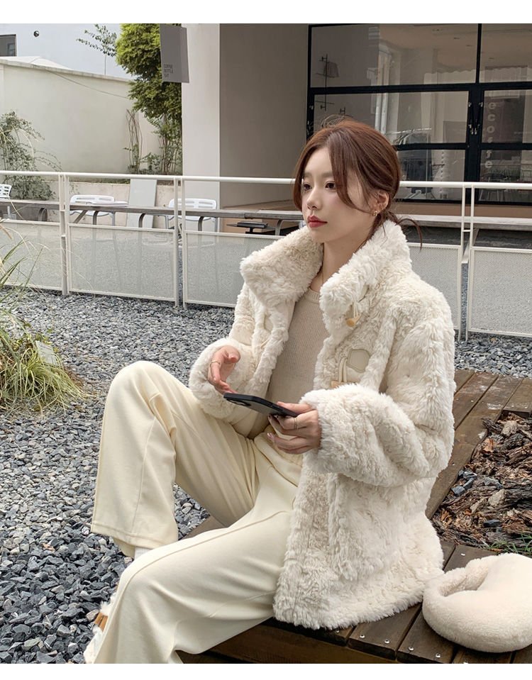 レディース コート 長袖 ゆったり 秋冬 秋 膝丈 冬 おしゃれ ファー フェイクファー ウール スタンドカラー ボタン