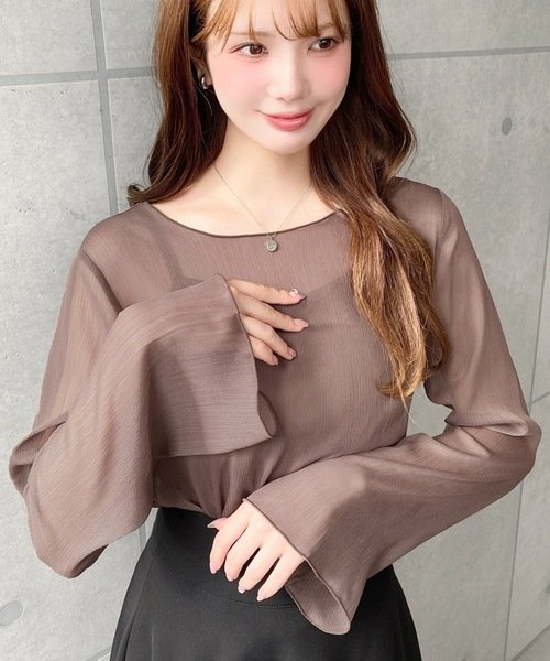 ブラウス シャツ トップス 長袖 無地 春夏 きれいめ 通勤 前開き 春 夏 レース シンプル 韓国ファッション シフォン 透け感 都会的