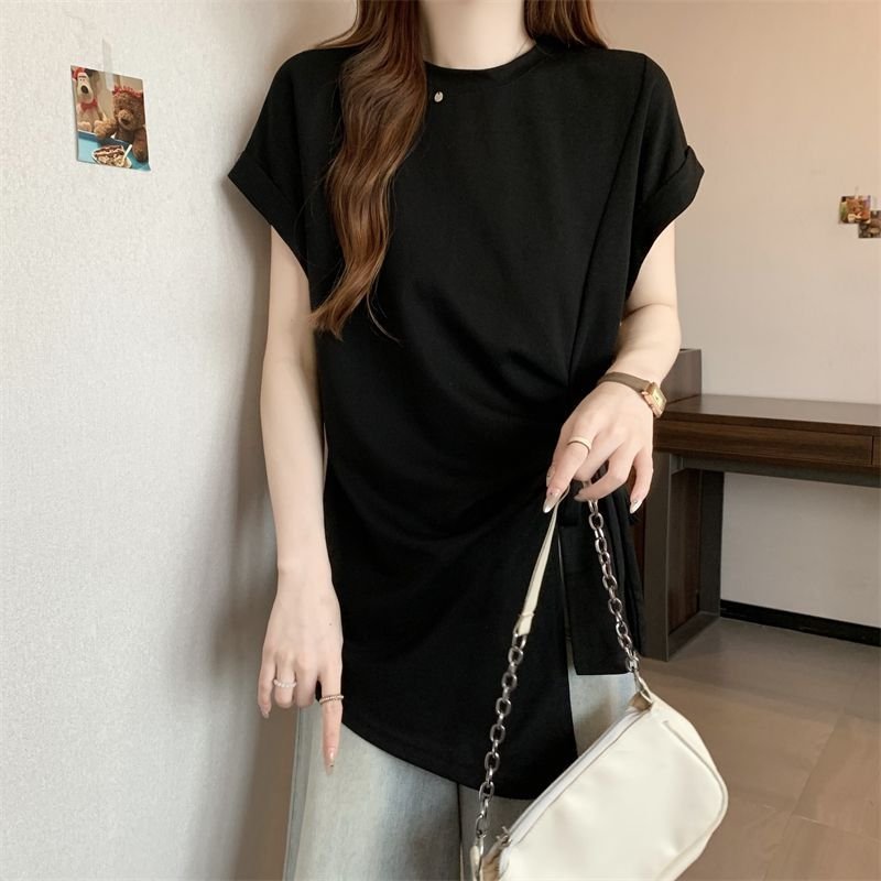 Tシャツ 半袖 ゆったり 春夏 カジュアル 春 夏 ラウンドネック レース ミモレ シャツ タイ レースアップ