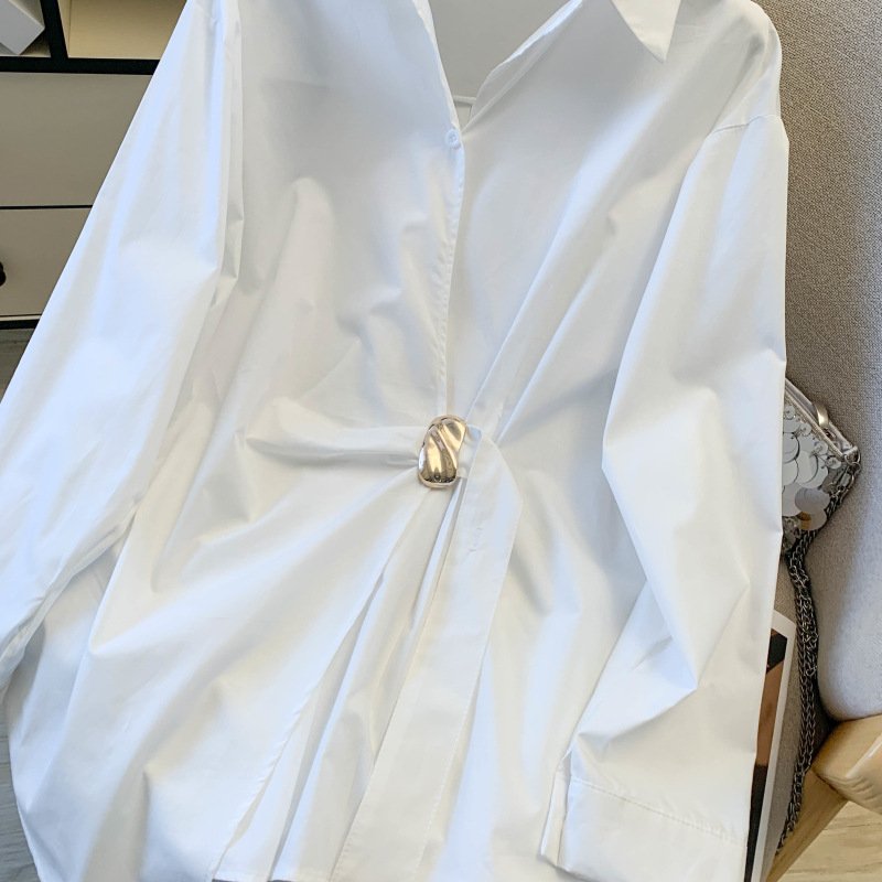 レディース シャツ トップス 長袖 無地 ゆったり スリム 春夏 きれいめ 前開き 春 夏 シンプル 上品 切り替えデザイン プルオーバー 襟付き レギュラー ポリエステル
