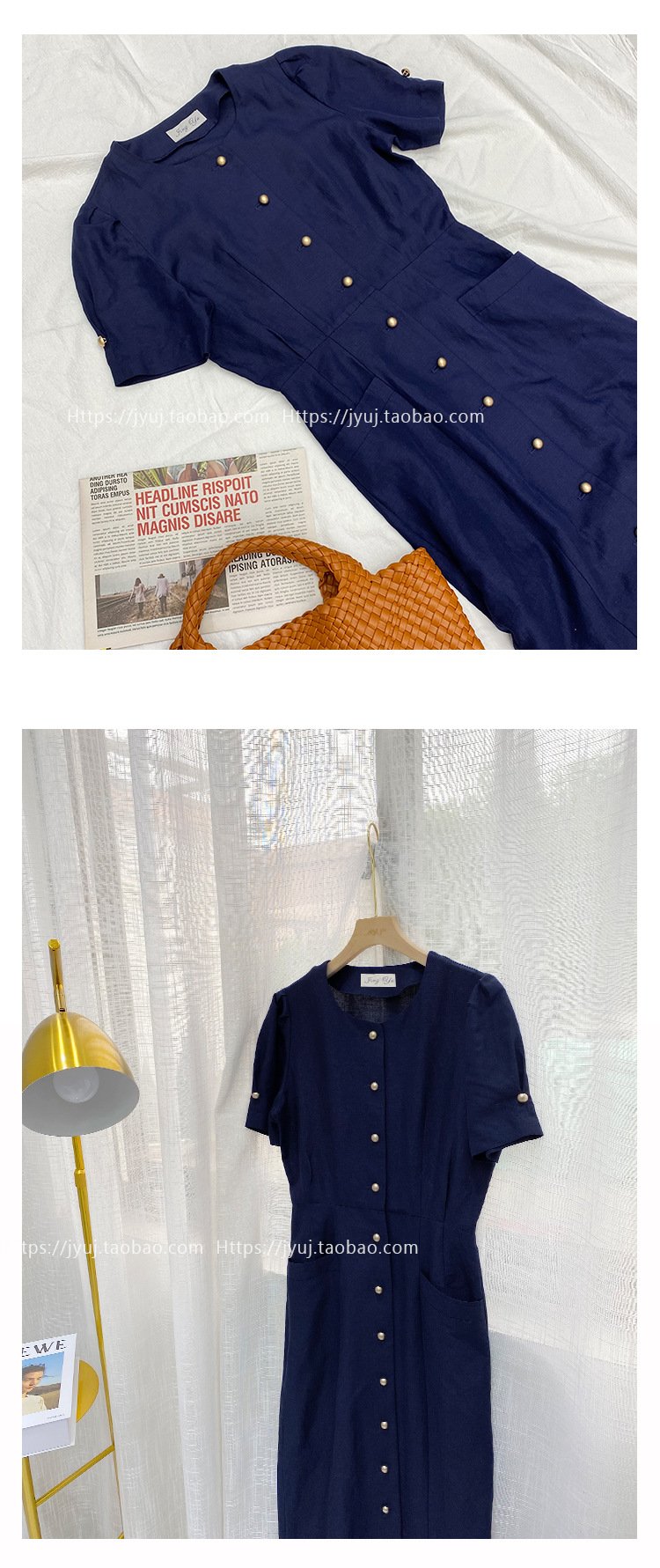 ドレス 半袖 無地 スリム 夏 きれいめ レトロ ラウンドネック シンプル ロング 上品
