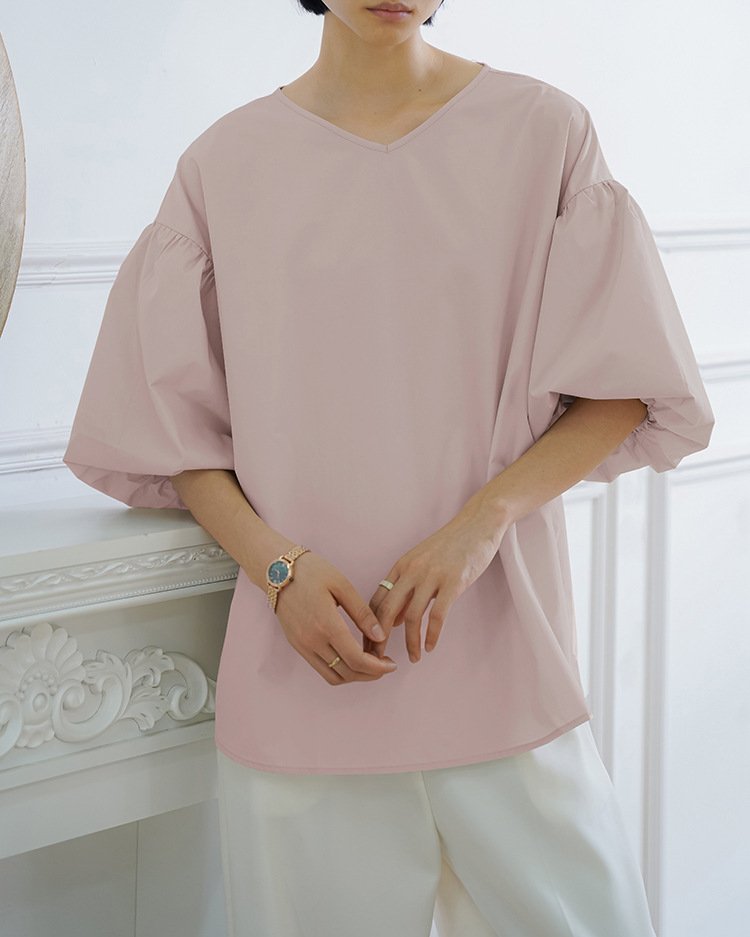 レディース シャツ トップス 半袖 無地 ゆったり 春夏 きれいめ 通勤 体型カバー 前開き Vネック 春 夏 シンプル レギュラー