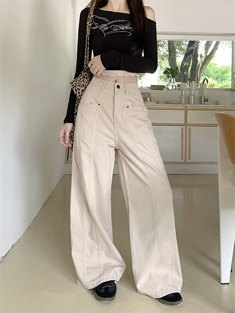 レディース パンツ ボトムス Gパン ストレートパンツ ワイド デニムパンツ フルレングス ストリート ポケット ハイウエスト 大人可愛い きれいめ シンプル カジュアル おしゃれ かっこいい こなれ感 ラフ 存在感 ベーシック ナチュラル 無地 春 秋 ロングシーズン ママ 通勤 学生 学校 通学 デート お出かけ お泊まり アウトドア キャンプ イベント 旅行 女子会 休日 ショッピング ライブ お花見 体型カバー 美脚 着回し トレンド 定番 S M L XL ベージュ ベーシックカラー 大人カラー