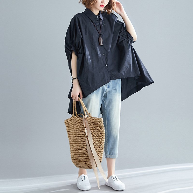 シャツ Tシャツ 半袖 ゆったり 夏 体型カバー 大きいサイズ 春夏 前開き 上品 襟付き レギュラー ポリエステル