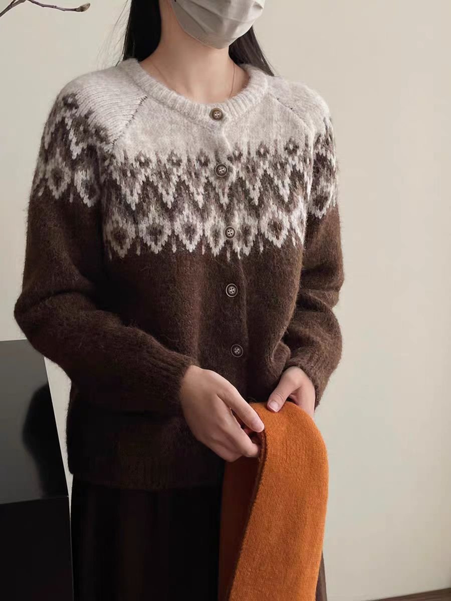 レディース ニット カーディガン コート 長袖 ゆったり 秋冬 秋 きれいめ レトロ 膝丈 ラウンドネック 冬 上品 厚手 セーター ポリエステル