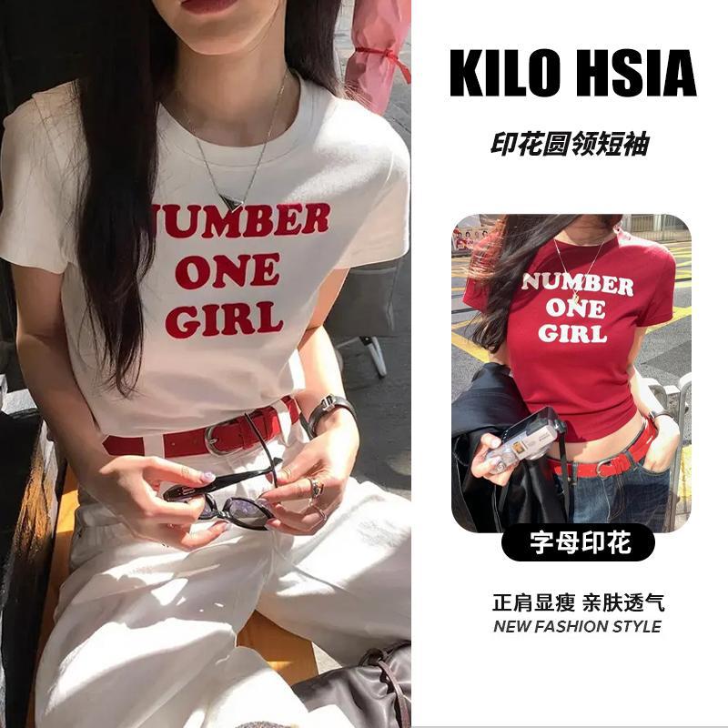レディース ブラウス シャツ トップス 半袖 プリント スリム 春夏 カジュアル アメリカン 前開き 春 ショート 夏 ラウンドネック ストレッチ Tシャツ