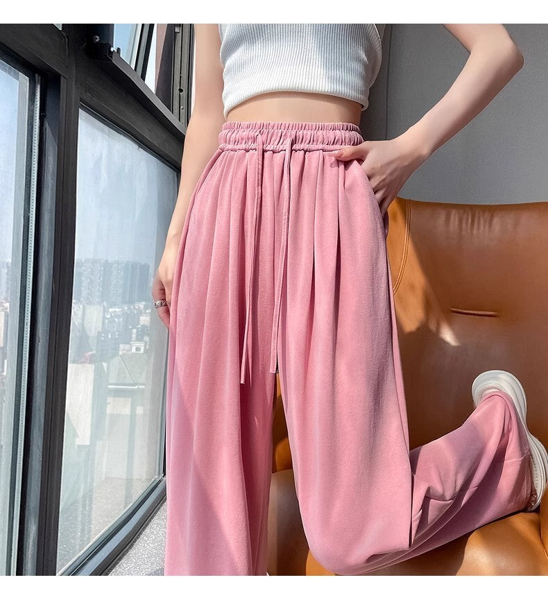 レディース パンツ ボトムス ストレートパンツ ワイドパンツ ワイド ドレープ ハイウエスト ウエストゴム かわいい シンプル カジュアル おしゃれ ラフ ルーズ キュート ナチュラル 無地 春 夏 ママ 通勤 学生 学校 通学 デート お出かけ 旅行 公園 女子会 休日 ショッピング カフェ 楽ちん 普段使い 着回し S M L XL 2XL 3XL 大きいサイズ ホワイト ブラック ダークグレー ピンク ベーシックカラー