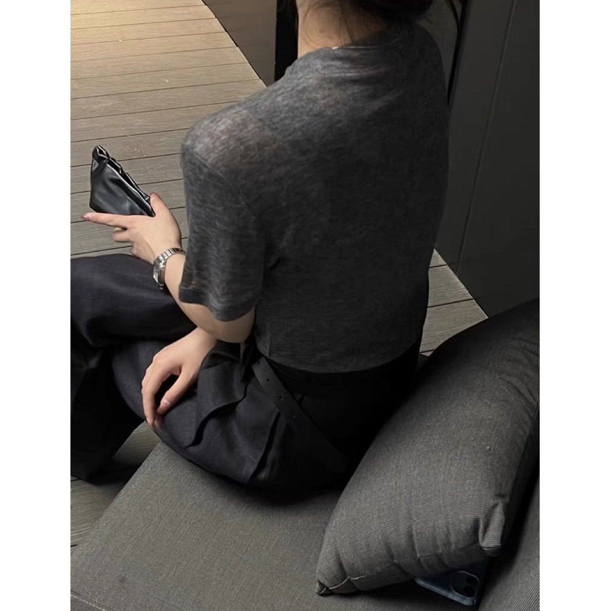 レディース トップス Tシャツ 半袖 無地 ゆったり スリム 春夏 カジュアル 体型カバー 春 夏 ラウンドネック シンプル グレー シャツ ウール 切り替えデザイン レギュラー ポリエステル