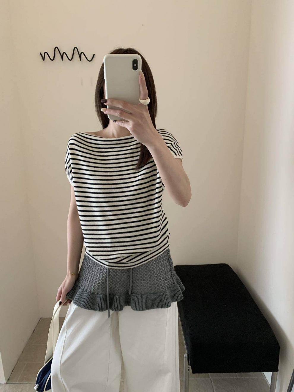レディース トップス Tシャツ ニット 半袖 長袖 ボーダー ストライプ 無地 ゆったり 春夏 きれいめ 通勤 オフィス 体型カバー 春 夏 ラウンドネック シンプル シャツ 薄手 オフショルダー プルオーバー ストレッチ レギュラー