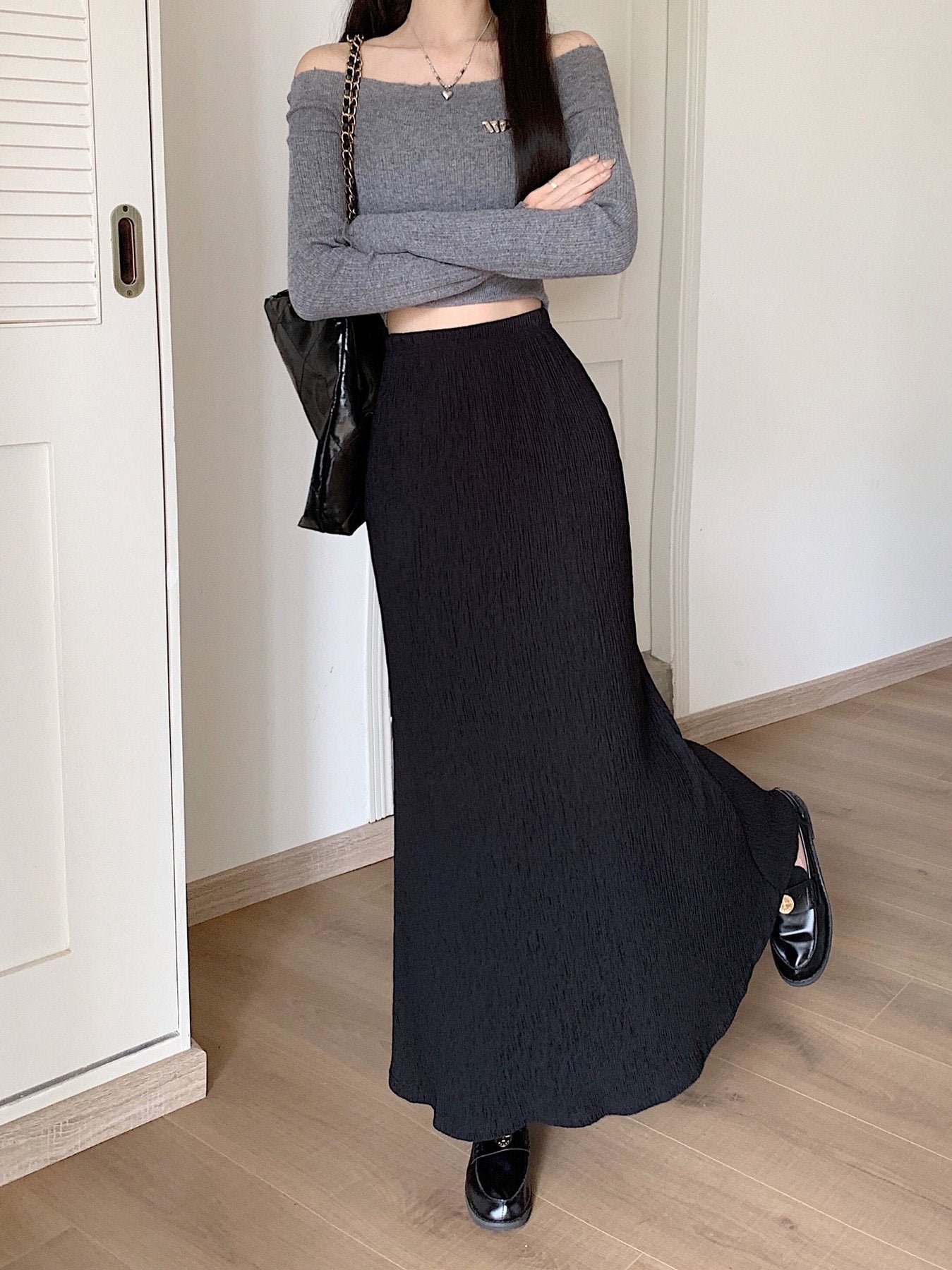レディース スカート 無地 ゆったり スリム 春夏 カジュアル プリーツ 春 夏 シンプル ロング Aライン フィッシュテール ハイウエスト ロングスカート ポリエステル