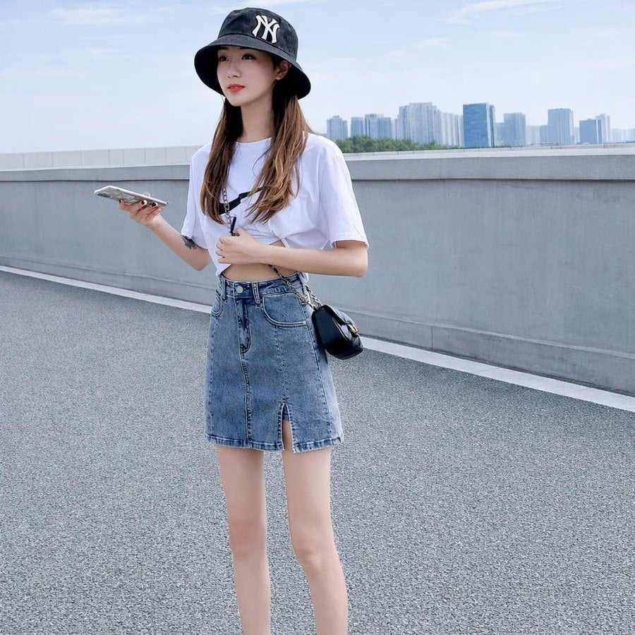 パンツ スカート デニム 秋冬 秋 きれいめ ショート ショートパンツ 冬 上品 Aライン スリット ハイウエスト デニムスカート ストレッチ