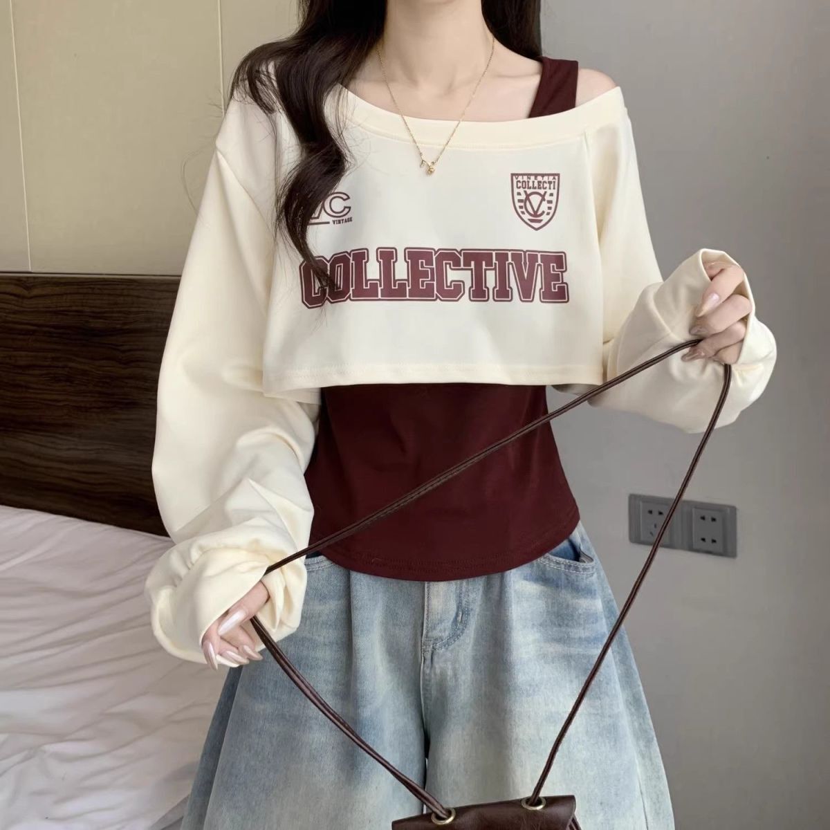 レディース トップス スウェット ツーピーストップス アシンメトリー 長袖 タンクトップ ワンショルダー かわいい カジュアル おしゃれ かっこいい こなれ感 ラフ スポーティー ガーリー ルーズ 個性的 存在感 キュート 学生風 アメリカン アクティブ 無地 ロゴ 春 秋 通勤 学生 デート お出かけ アウトドア イベント 旅行 公園 女子会 休日 ショッピング 合コン カフェ ランチ 重ね着 韓国 モテ トレンド S M L XL 2XL 大きいサイズ グレー ベージュ ベーシックカラー 秋カラー