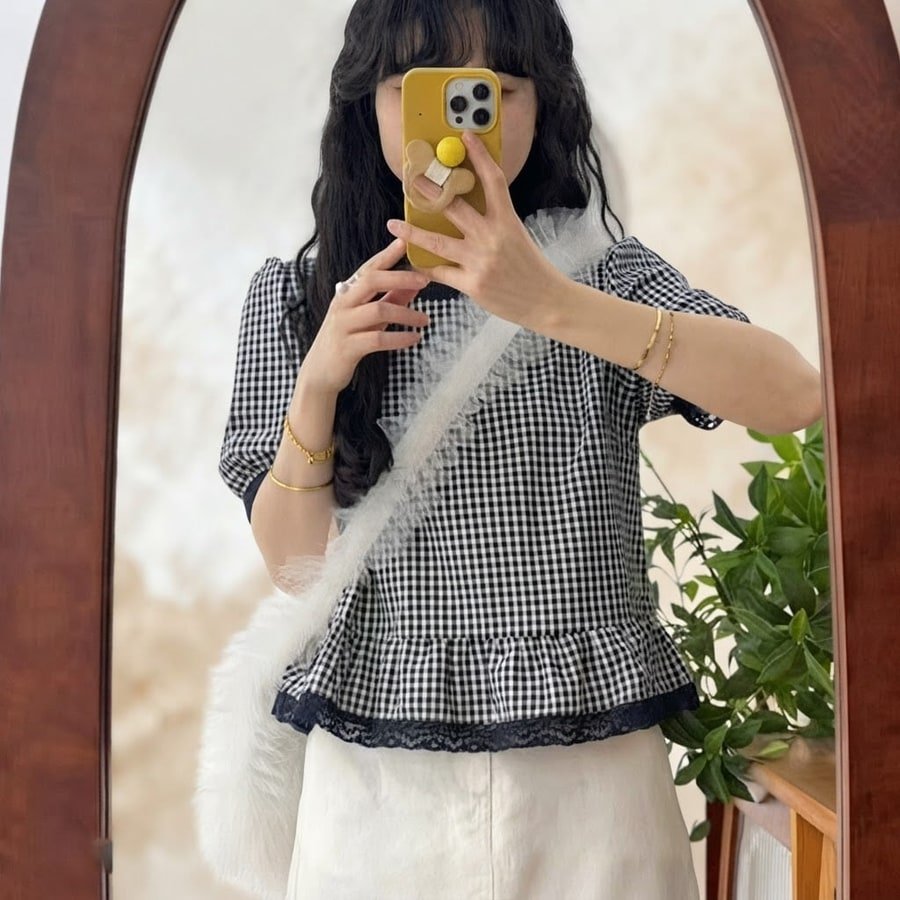 レディース シャツ トップス 半袖 チェック柄 花柄 春夏 きれいめ おしゃれ 前開き Vネック 春 夏 レース 上品 プルオーバー