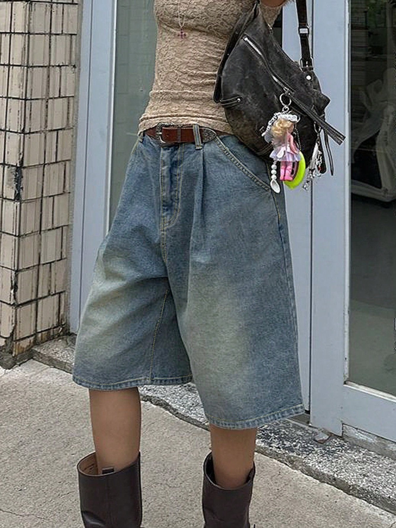 レディース パンツ ワイド デニム 春夏 カジュアル プリーツ 春 ショート 夏 ショートパンツ