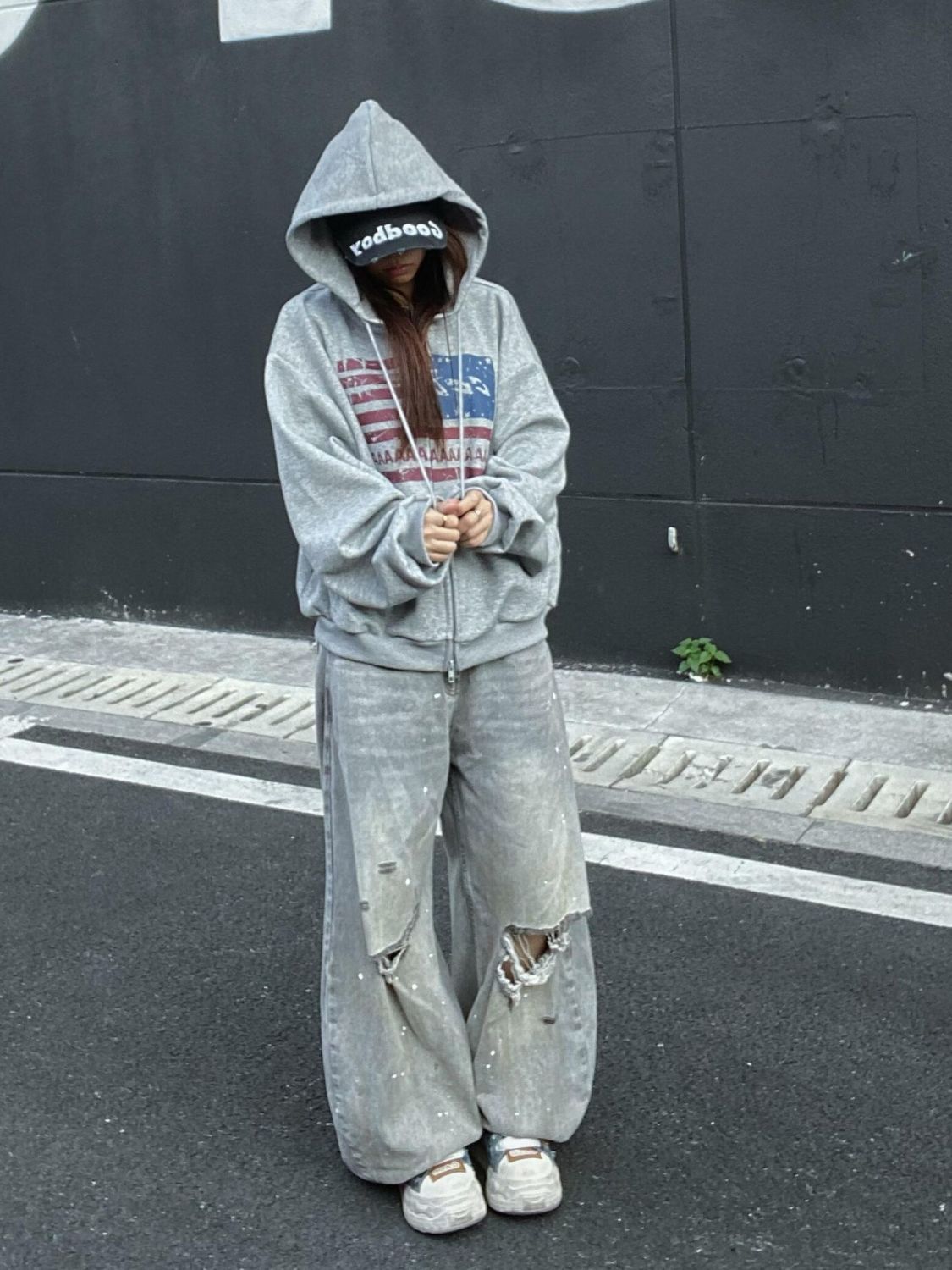 个性街头潮牌连帽卫衣男女同款秋冬季宽松款百搭休闲拉链开衫外套