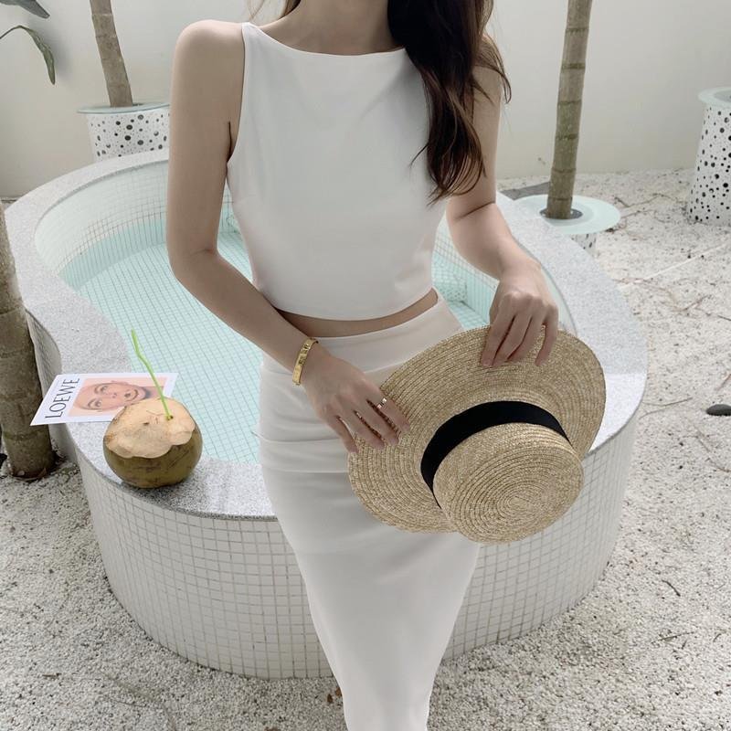 レディース ベスト スカート ノースリーブ 無地 春夏 きれいめ 袖なし 春 夏 シンプル ミモレ 上品 ハーフ スーツ セットアップ ラグジュアリー ポリエステル
