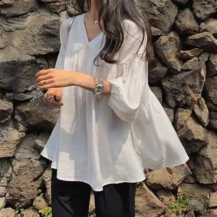 シャツ ノースリーブ ゆったり 春夏 きれいめ 韓国風 前開き 袖なし Vネック 春 夏 上品 バルーン インナー