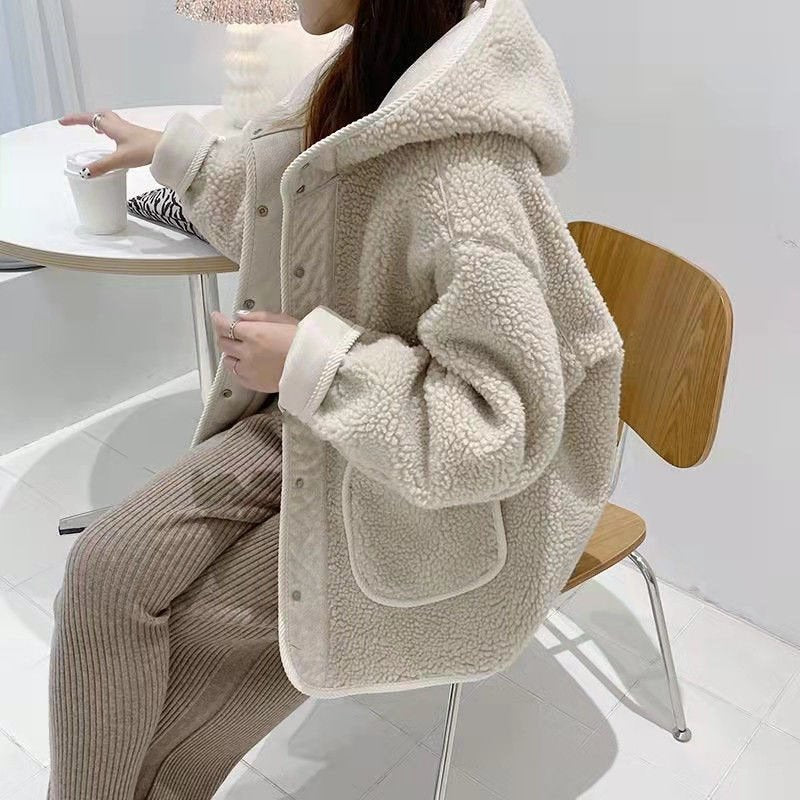 レディース トップス コート 長袖 無地 ゆったり 冬 体型カバー 膝丈 シンプル ウール 厚手 フード