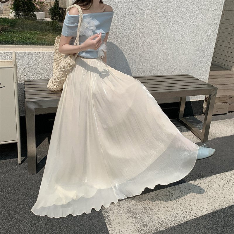 レディース ワンピース スカート スリム 春夏 きれいめ 通勤 春 フレア 夏 ロング Aライン ハイウエスト シアー フレアスカート 都会的 ロングスカート ポリエステル