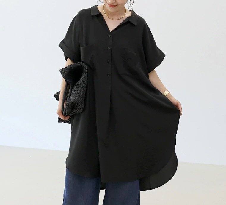 ワンピース 長袖 春夏 きれいめ Vネック 春 夏 シンプル 上品 ミディアム丈