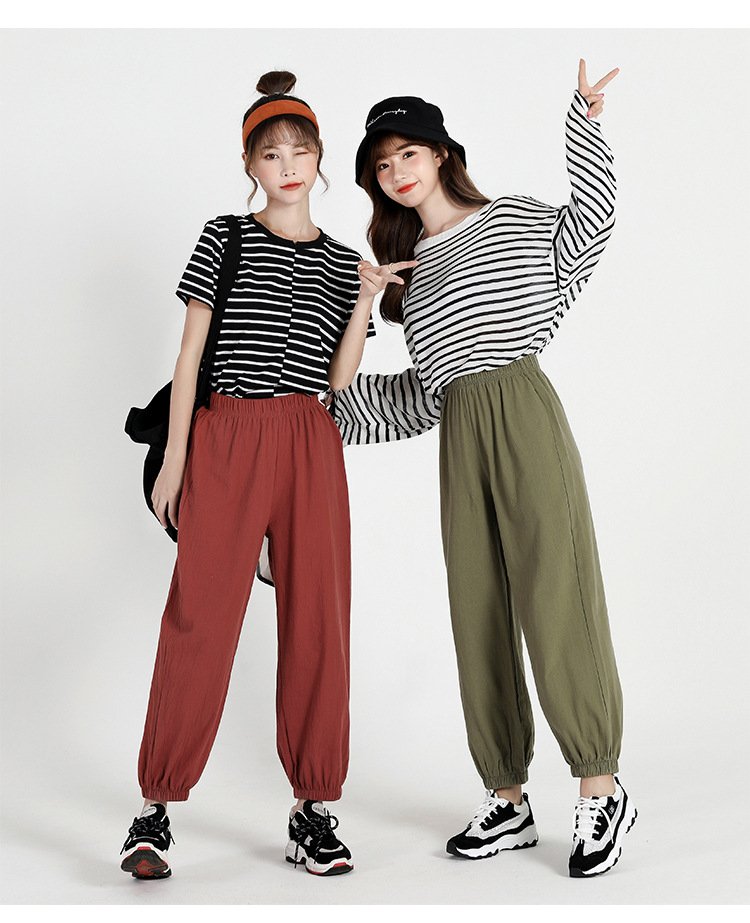 レディース パンツ ゆったり コットン 綿 麻 春夏 春 夏 9分丈 薄手 ハイウエスト タイ