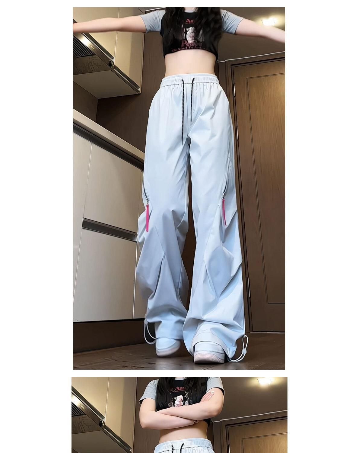 レディース パンツ 秋冬 秋 カジュアル アメリカン 冬 紫 ロング 薄手 切り替えデザイン ハイウエスト 速乾 ポリエステル