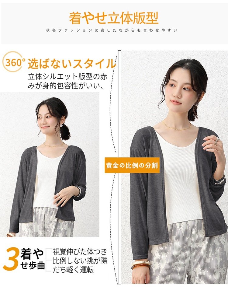 レディース カーディガン コート 長袖 無地 ゆったり 春夏 春 夏 シンプル 薄手 ポリエステル ショール