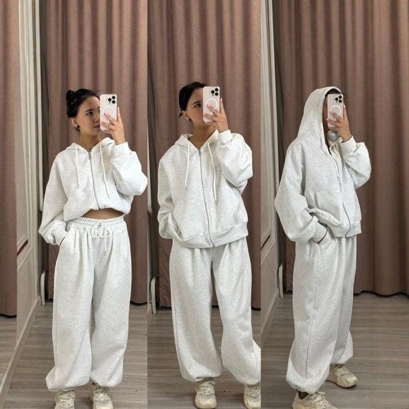 レディース トップス セーター パーカー セットアップ ジョガーパンツ ロング 長袖 ドロップショルダー フード ワイド オーバーサイズ ファスナー ポケット 前開き 大人可愛い おしゃれ かっこいい こなれ感 ラフ 個性的 主役級 存在感 無地 秋 冬 ロングシーズン ママ お出かけ 旅行 ジム 公園 女子会 韓国 オルチャン 楽ちん 体型カバー 普段使い インスタ映え S M L XL 2XL 3XL 大きいサイズ ゆったり ゆる 黒 ブラック グレー ワインレッド ネイビー