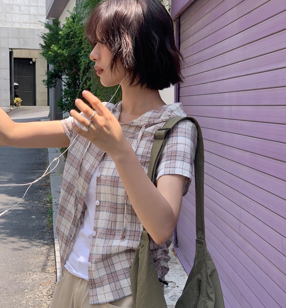 シャツ 半袖 チェック柄 コットン 綿 春夏 カジュアル きれいめ 通勤 オフィス 前開き Vネック 春 夏 レース 上品 カーキ フード ネイビー レースアップ グリーン ボタン ギャザー