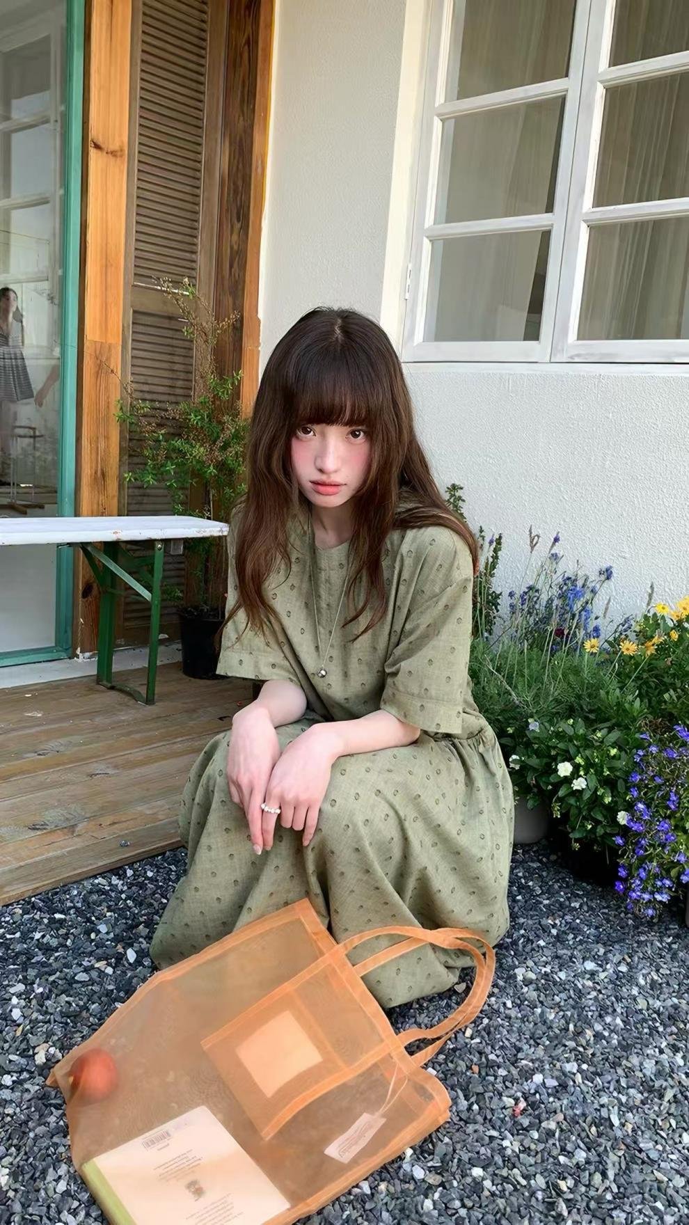 ワンピース 半袖 春夏 カジュアル きれいめ レトロ 体型カバー 通勤 春 夏 ラウンドネック ドット ロング Aライン