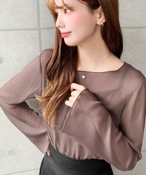 ブラウス シャツ トップス 長袖 無地 春夏 きれいめ 通勤 前開き 春 夏 レース シンプル 韓国ファッション シフォン 透け感 都会的