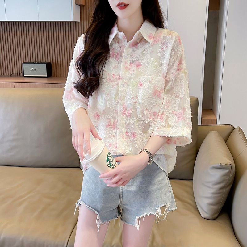 シャツ ジャケット 半袖 ゆったり 春夏 カジュアル 前開き 春 夏 ミモレ 薄手 ポリエステル UVカット