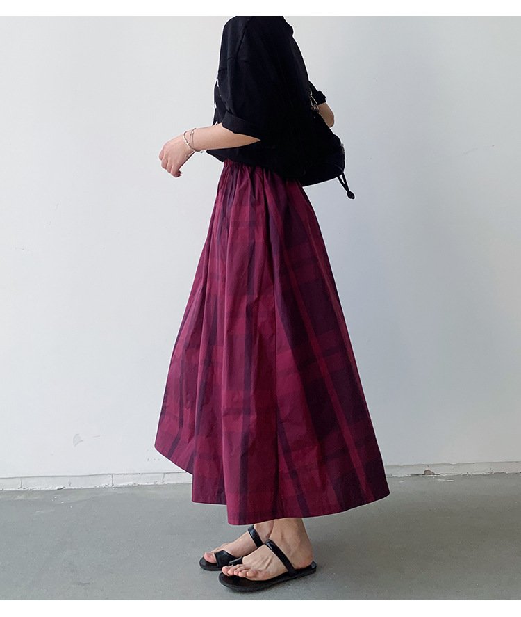 スカート チェック柄 春夏 カジュアル きれいめ 春 夏 ミモレ 上品 Aライン ポリエステル