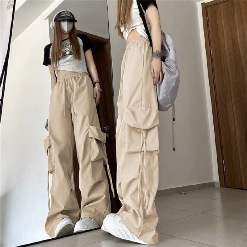 レディース パンツ ボトムス カーゴパンツ 丈長 ロング ワイド ストリート ポケット ハイウエスト ドロスト シンプル カジュアル おしゃれ かっこいい こなれ感 メンズライク ボーイッシュ ルーズ クール 抜け感 無地 春 夏 秋 冬 オールシーズン ママ 通勤 学生 学校 通学 デート お出かけ 旅行 公園 女子会 休日 ショッピング お花見 普段使い 着回し トレンド 流行 M L XL 2XL 大きいサイズ ブラック ダークグレー イエロー ベージュ ブルー グリーン ベーシックカラー