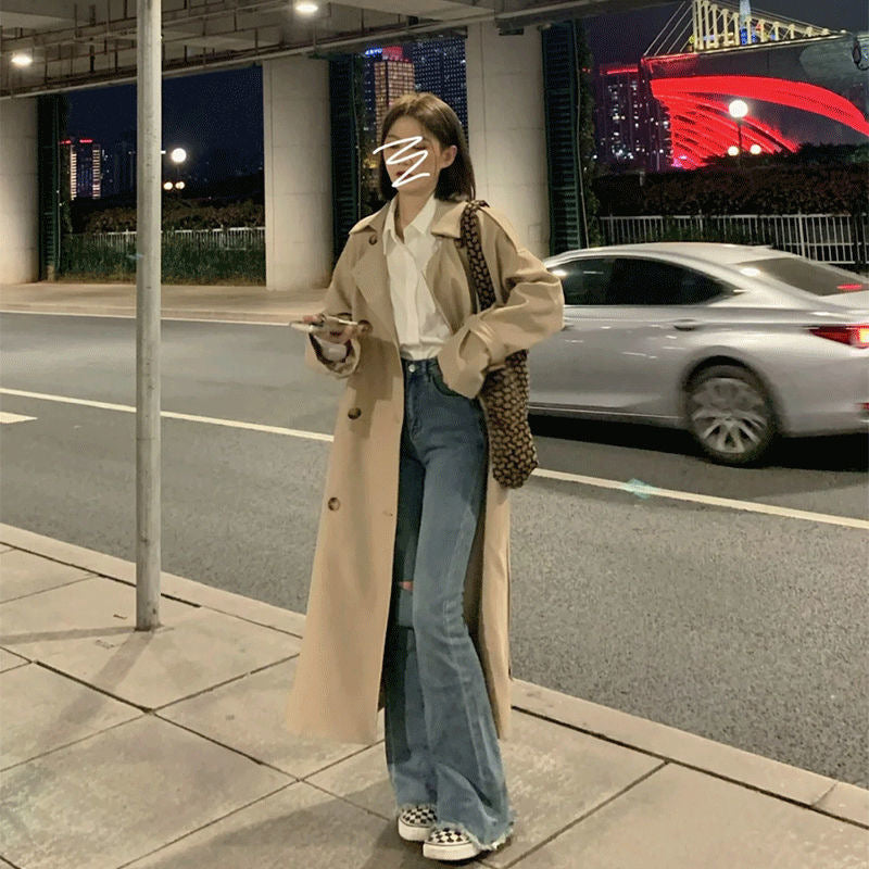レディース コート アウター 上着 ロングコート トレンチ 膝下 ロング 長袖 Vネック 襟付き ストレート Iライン ポケット 前開き 薄手 大人可愛い きれいめ シンプル おしゃれ かっこいい こなれ感 個性的 クール 主役級 存在感 都会的 無地 春 秋 ロングシーズン ママ 通勤 デート お出かけ 旅行 韓国 オルチャン 楽ちん 体型カバー 普段使い 着回し トレンド 流行 インスタ映え 定番 S M L XL 2XL 大きいサイズ 黒 ブラック カーキ