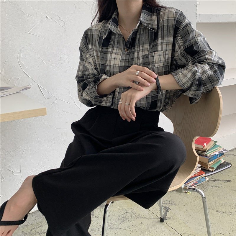 レディース シャツ ジャケット 長袖 チェック柄 ゆったり 夏 きれいめ レトロ 体型カバー 春夏 前開き ブラック 上品 襟付き ブルー ストレッチ アウター