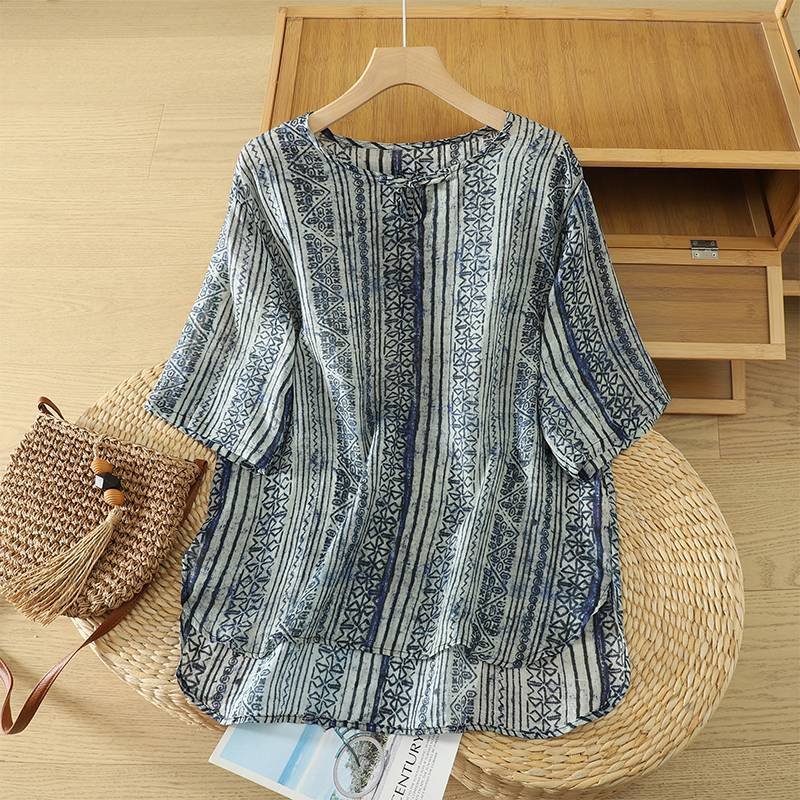 トップス Tシャツ 半袖 プリント ゆったり コットン 綿 春夏 きれいめ 通勤 体型カバー 春 夏 シャツ 脚長 タイ ヴィンテージ