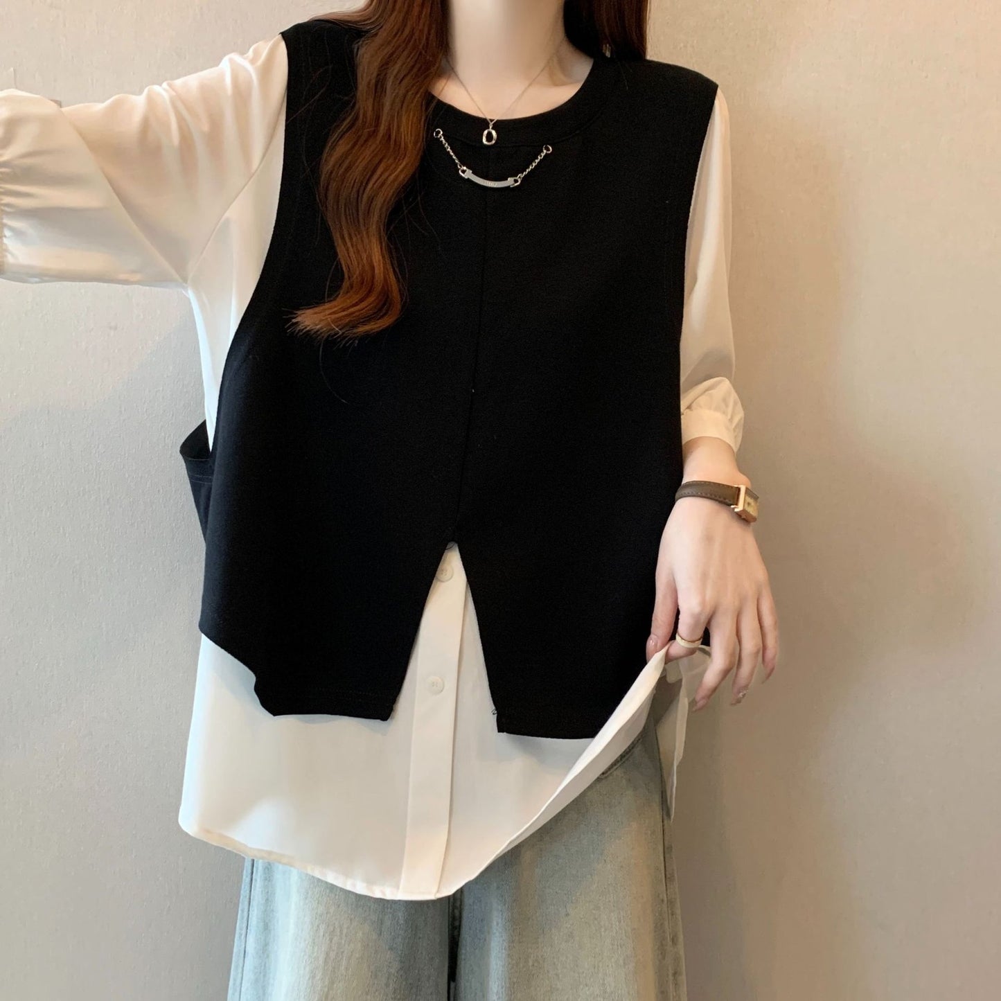 トップス Tシャツ 半袖 ゆったり 春夏 カジュアル 体型カバー 大きいサイズ 春 夏 膝丈 ラウンドネック クルーネック シャツ レイヤード ポリエステル
