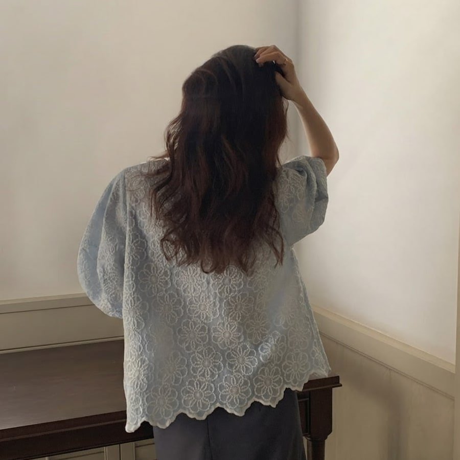 シャツ 半袖 コットン 綿 春夏 前開き 春 夏 ラウンドネック シンプル