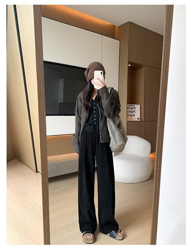 レディース パンツ ボトムス 裏起毛 ストレートパンツ ロングパンツ ワイドパンツ 丈長 ロング ストレート 裾ワイド ポケット ハイウエスト ウエストゴム シンプル カジュアル おしゃれ こなれ感 ラフ ルーズ 抜け感 ベーシック ナチュラル 無地 春 秋 ママ 通勤 学生 学校 通学 デート お出かけ 旅行 公園 女子会 休日 ショッピング お花見 カフェ 防寒 体型カバー 脚長 普段使い 着回し S M L XL ブラック ブラウン ダークグレー カーキ ベーシックカラー 大人カラー
