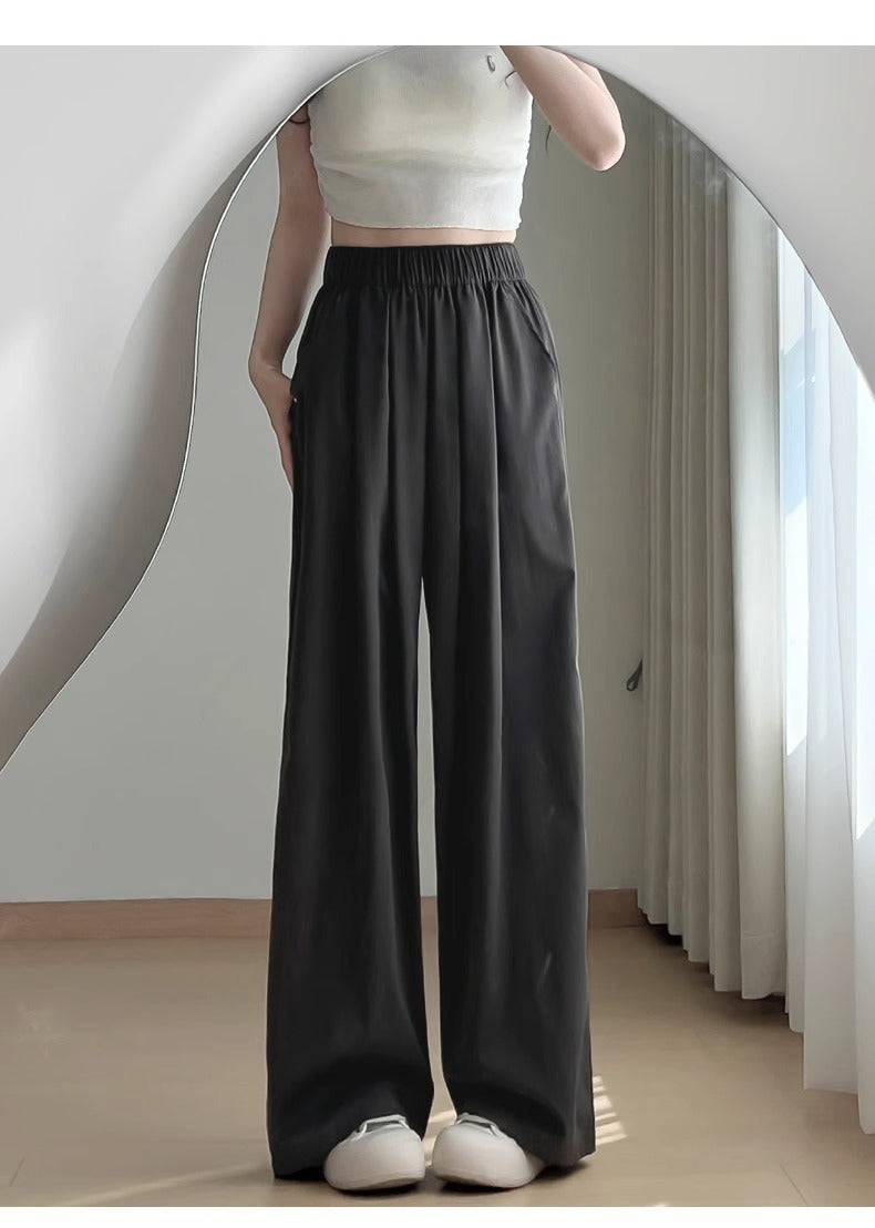 レディース パンツ ボトムス ロングパンツ ワイドパンツ ロング ワイド ストレート Iライン 裾ワイド ポケット ハイウエスト ウエストゴム 薄手 大人可愛い おしゃれ かっこいい こなれ感 ラフ 個性的 主役級 存在感 無地 春 夏 秋 冬 オールシーズン ママ ビジネス デート お出かけ お泊まり 旅行 ジム 公園 女子会 韓国 オルチャン 楽ちん 体型カバー 普段使い インスタ映え S M L XL 大きいサイズ ゆったり ゆる 黒 ブラック グレー ワインレッド