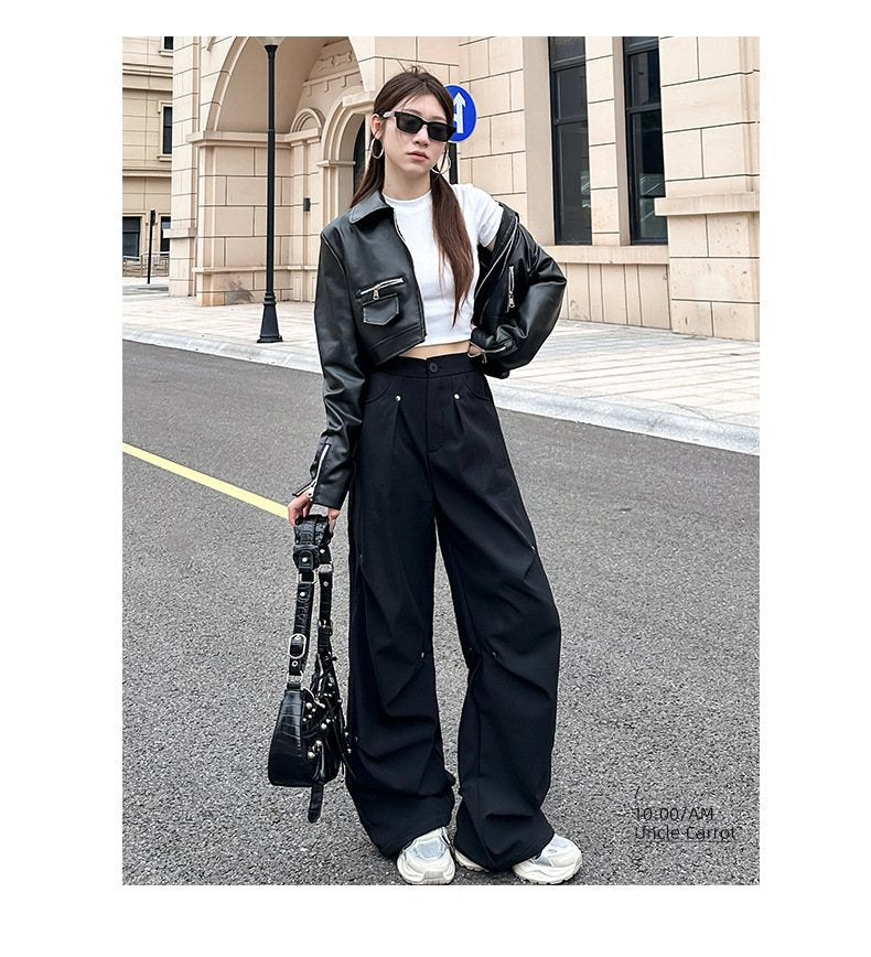 レディース パンツ ゆったり 春夏 カジュアル 春 夏 秋 冬 ストレートパンツ ストレート ワークパンツ 切り替えデザイン 裏起毛 ストレッチ ポリエステル 秋冬