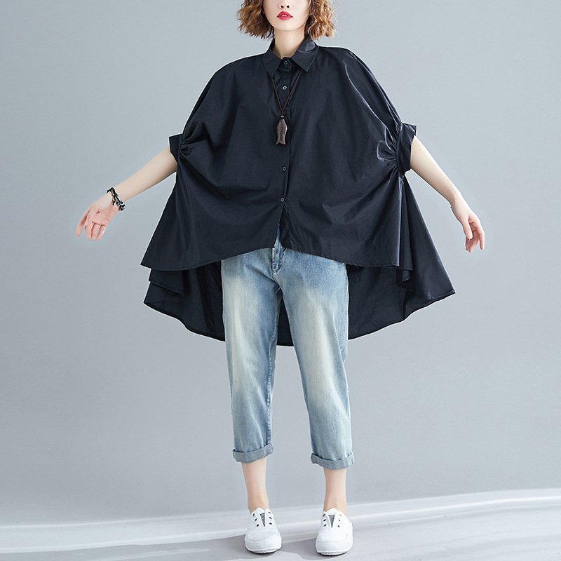 シャツ Tシャツ 半袖 ゆったり 夏 体型カバー 大きいサイズ 春夏 前開き 上品 襟付き レギュラー ポリエステル