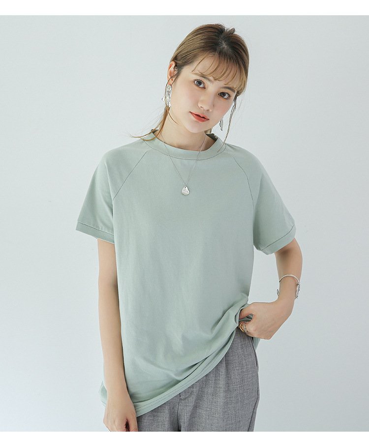 レディース Tシャツ 半袖 ボーダー ストライプ ゆったり コットン 綿 春夏 カジュアル 春 夏 ラウンドネック ハイネック シャツ ハーフ ラグラン