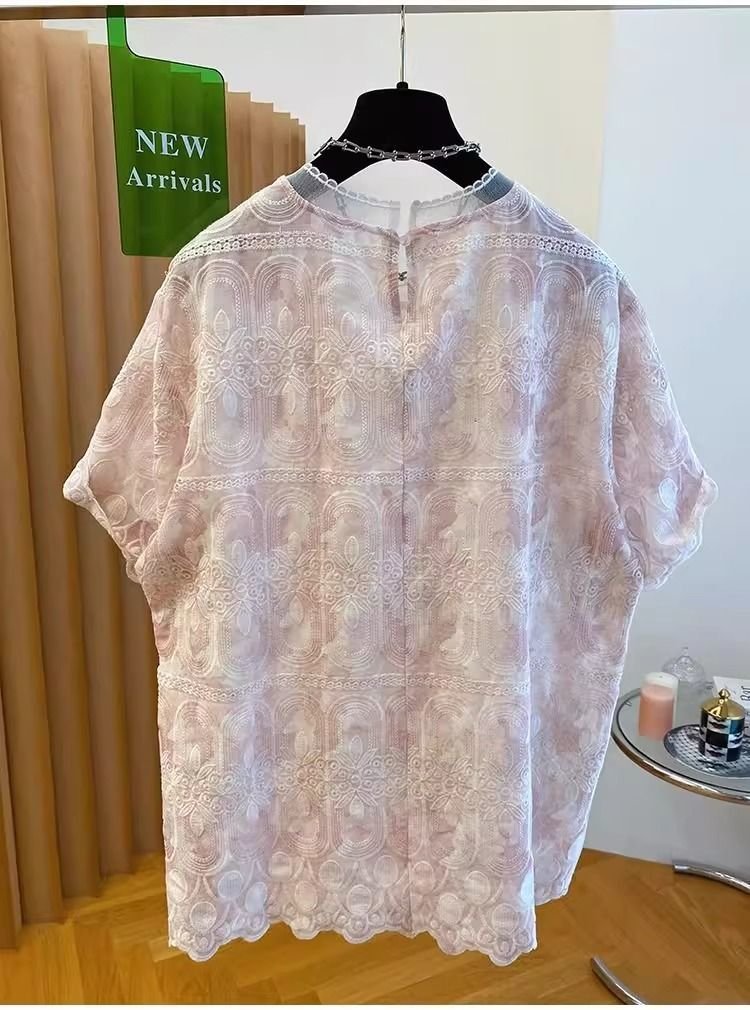 レディース Tシャツ 半袖 ゆったり コットン 綿 夏 秋冬 カジュアル 大きいサイズ 春夏 ラウンドネック 秋 レース 冬 刺繍 おしゃれ シャツ 上着