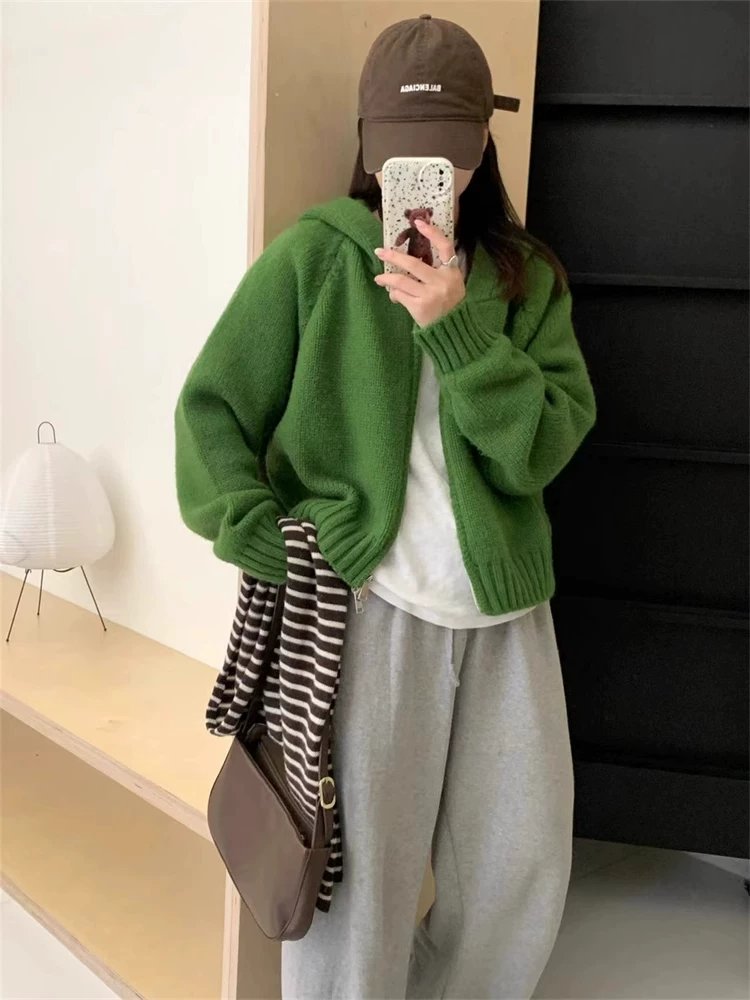 レディース ニット カーディガン コート 長袖 ゆったり 秋冬 秋 体型カバー ミニ 膝丈 ジャケット 冬 切り替えデザイン 厚手 セーター パーカー フード フェミニン アウター ボタン ポリエステル