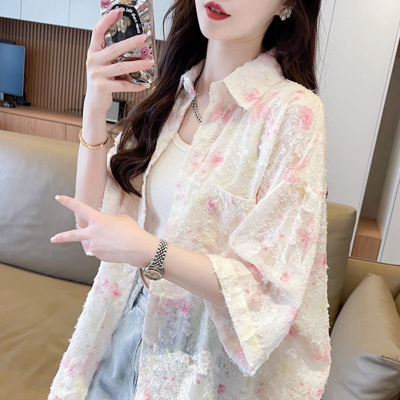 シャツ ジャケット 半袖 ゆったり 春夏 カジュアル 前開き 春 夏 ミモレ 薄手 ポリエステル UVカット