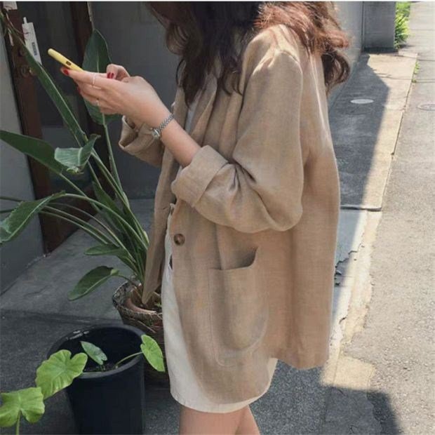 レディース ジャケット 長袖 ゆったり コットン 綿 麻 春夏 大きいサイズ 春 夏 薄手 スーツ
